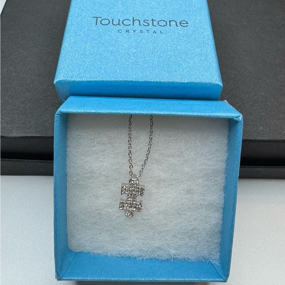 Touchstone Crystal Silver Puzzle Piece Necklace - Picture 1 of 3